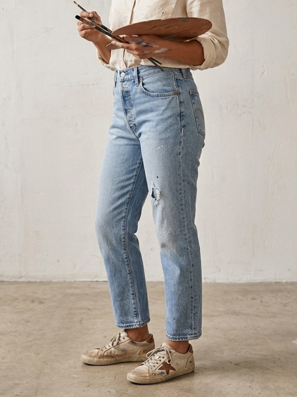 GAP Light Blue Cheeky Straight Leg Distressed Jeans - Women's Size 10